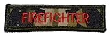 Firefighter Hat Nametape 1x3.75 Military Patch / Morale Patch - Multicam with Red