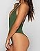 Women Monokini Swimsuits One Piece Bathing Suit Deep V Stylish Backless String (XL, Army Green)