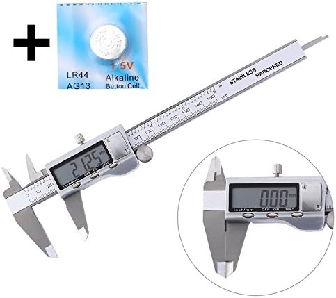 Digital Caliper 6 Inch Measuring Tool Stainless Steel Inch MM, Electronic Vernier Calipers Gauge for Woodworking Jewelry, Polished Silver