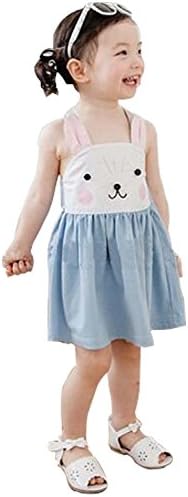 Kids Baby Girls Summer Cotton Sleeveless Dresses Lovely Bunny Overalls (1-2T, White)