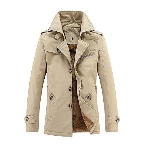 Black Friday Shirts For Men GOVOW Button Up Shirts For Men Winter Sale Thermal Leather Jacket Top Coat(US:14/CN:XXXL,Khaki) - Thumbnail 6