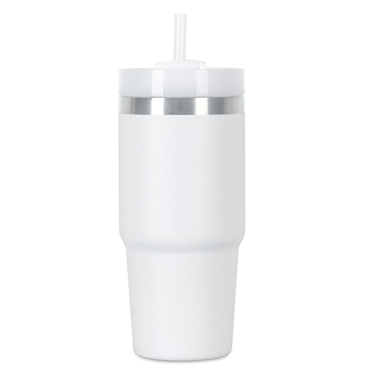 Photo 1 of 14 Oz Tumbler with Lid and Straw, 14 Oz Cup Keep Hot/Cold, Stainless Steel Vacuum Insulated Tumbler, Narrow Base for Easy Grip, BPA-Free, White
