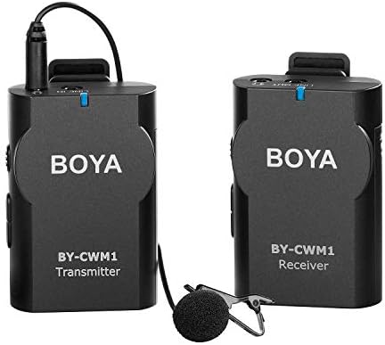 BOYA 2.4GHz Wireless Lavalier Lapel Microphone, Omnidirectional Mic System Audio Recording Including Gooseneck Interview Mic Compatible with Canon Nikon Sony DSLR Camera ISO iPhone X/8/7/6 Smartphone