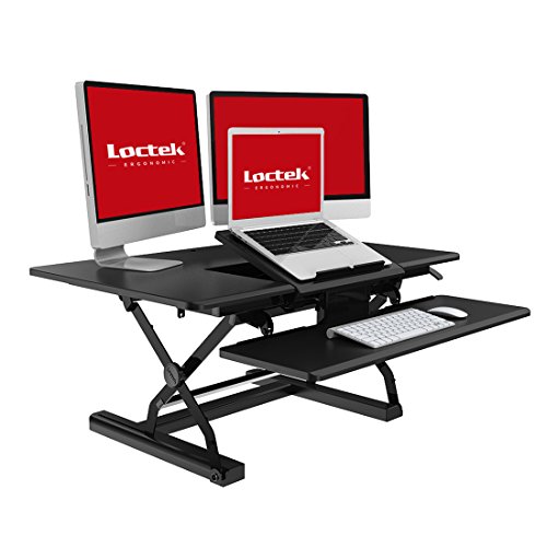 Loctek - Height Adjustable Standing Desk 36" Wide Platform Computer Riser, Height Adjustable Removable Keyboard Tray with Document Holder & USB Port (PL36B) - Thumbnail 7