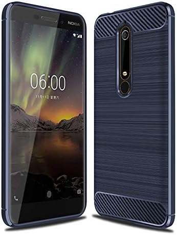 Moment Dextrad for Nokia 6.1 Case Flexible TPU Bumper Slim Case Carbon Fiber Anti-Fingerprint Design Lightweight Shockproof Back Cover for Nokia 6.1/Nokia 6 2018 (Navy Blue)