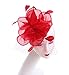 SAFERIN Fascinator for Women Hair Clip Hat Bowler Feather Flower Veil Wedding Party Hat Tea Hat（TA2-Red）