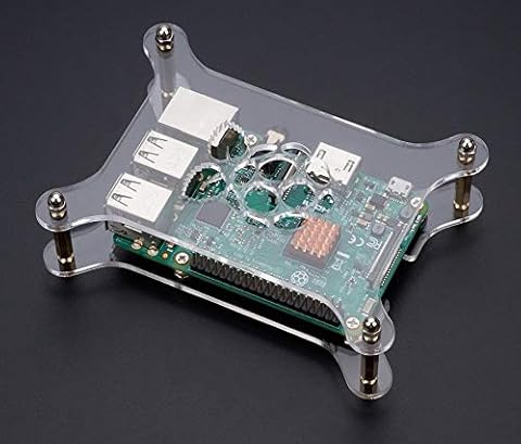 HUANRUOBAIHUO 6 Capas de acrílico Transparente Clara del Caso de Shell del recinto con la Insignia for Raspberry Pi 3 Modelo B & Frambuesa Pi 2 Partes de la Impresora 3D