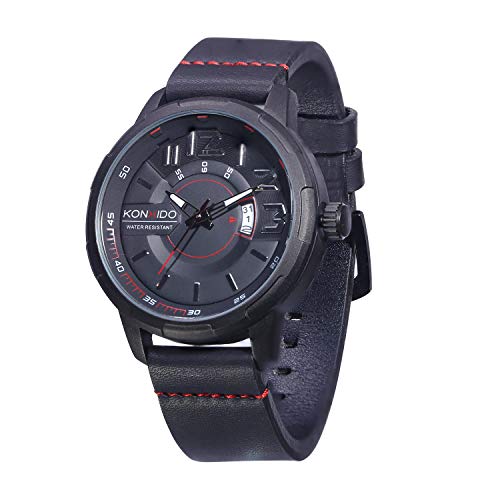 Gukos Mens Business Casual Fashion Analog Quartz Movement Wrist Watches Leather Band for Man Waterproof 30M Calendar Date Window as Gift