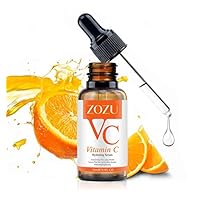 ZOZU by Huxt Vitamin C Serum with Moisturizing Anti-Aging Whitening Face Essence with Hyaluronic Acid Organic for Face and Wrinkles 1 FL. Oz