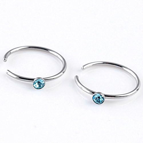 Stainless Steel Body Jewelry Piercing Nose Ring Hoop Nose Stud Various Guage Unisex Nose Ring Hoop 2 Pieces Blue Cz Set 20g Round Cz Nose Stud Nose Hoop Earring Ring