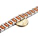 MOWOM Silver Tone Orange Stainless Steel Rubber Bracelet Link Wrist I Rectangular
