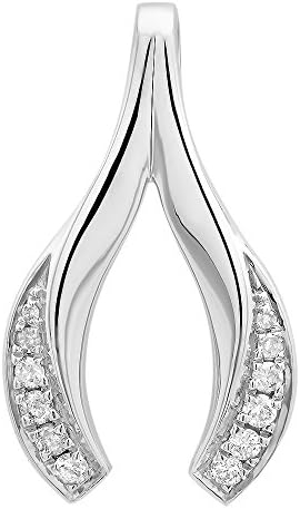 10K White Gold Round White Diamond Ladies Fashion Wishbone Pendant 1/5 CT
