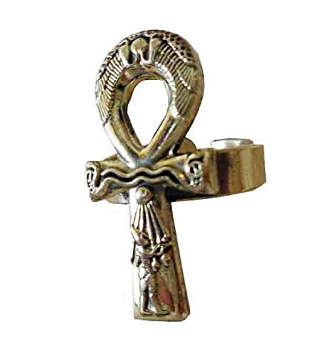 Egyptian 1" Finger Ring Hieroglyphic Scarab Ankh Pharaoh Brass Hand Engraved Adjustable Egypt pharaohs Costume Jewelry Accessory Handmade 105