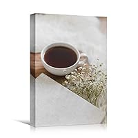 Canvas Wall Art Tea Coffee Drinks Farmhouse/Country Kitchen Multicolor Photography Relax/Calm - 12x18 inches