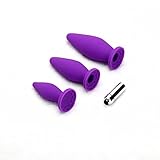 Anal Trainer Kit - 3 Butt Plugs Set with Suction Cups and Vibrating Bullet - Unisex Anal Sex Toy for Beginner or Advanced Butt Play - Body Safe Silicone - Guaranteed Maximum Pleasure (Purple)