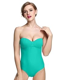 Wlone damaes Retro Halter Traje de baño de una pieza Fuera del hombro Bandeau Traje de baño Traje de baño