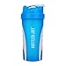 BOTTLED JOY Protein Shaker Bottle, Non-toxic Wide Mouth 100% Leak Proof Shake Water Bottles 27oz 800ml (Blue)