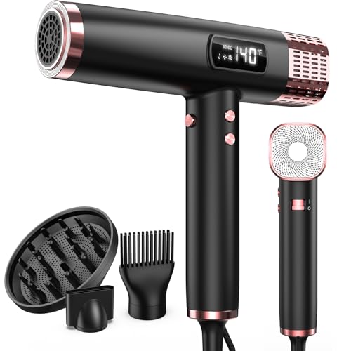 MESCOMB Dual Voltage Travel Hair Dryer with Diffuser, 1875W Dual Voltage Blow Dryer for Fast Drying and No Heat Damage, Low Noise | Lightweight | Compact, Travel Hair Dryer for Women & Men(100-240V)