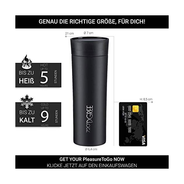 720°DGREE Travel Mug “PleasureToGo“ - 450ml - Leakproof, BPA-Free Stainless Steel Thermo Cup for Coffee & Tea to Go with…