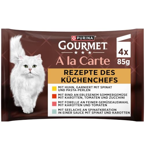 PURINA GOURMET A la Carte Wet Cat Food, Variety Mix, Pack of 12 (12 x 4 Bags of 85 g)