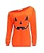 Guandiif Womens Halloween Sweatshirts Pumpkin Shirts Off Shoulder Pullover Tops Halloween Women Slouchy Shirts