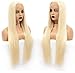 ATOZWIG Kanekalon Fiber 13x6 Inch Long Parting Sythetic Glueless Lace Front Wigs,Pre Plucked Hairline Bleached Knots African American Wig Blonde Wigs