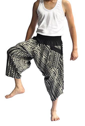 Siam Trendy Men’s Japanese Style Harem Pants – One Size Black Cotton Samurai Pants With Pockets - View #6