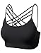 Women's Front Criss Cross Strappy Wirefree Fitness Bralette Tops Black SM