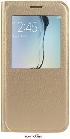 Sun Mobisys Samsung Galaxy S6 Edge Flip Cover; Premium Faux Leather For Allround Protection Phone Case- Champagne Gold