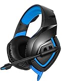 RUNMUS Gaming Headset PS4 Headset with 7.1 Surround Sound Stereo, Xbox One Headset with Noise Canceling Mic, Compatible with PC, PS4, Xbox One Controller(Adapter Needed), NS