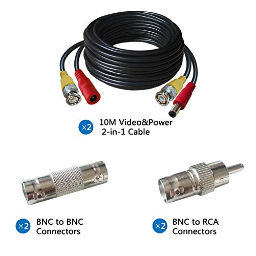 SIOCEN Security Camera Cable 25ft All-in-One BNC Video Power Cable,2-in-1 BNC Extension Wire Cord with BNC Connectors and RCA Adapters for CCTV Camera AHD-TVI DVR Surveillance Security System Wiring - Thumbnail 2
