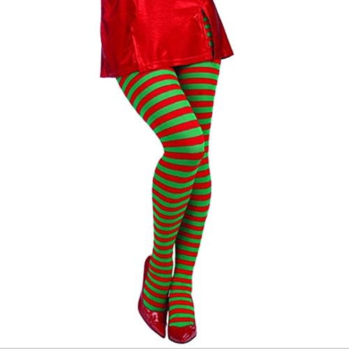 SCSAlgin Blouse Women GirlsTights Striped Red Green Christmas Fancy Dress Costume Knee Stockings