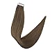 Full Shine 20inch Tape Hair PU Skin Weft Color #8 Ash Brown Tape in Extensions Unprocessed Real Human Hair Skin Weft Tape in Hair
