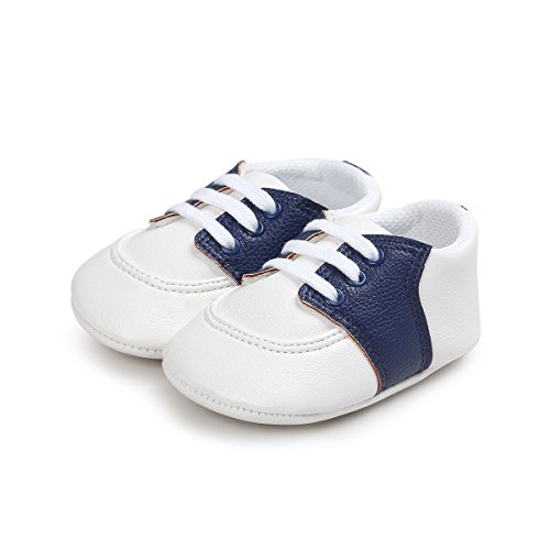 Fire Frog Baby Saddle Shoes for Boys Girl Infant Lace-up Sneakers Dark Blue 0-6 Months