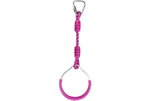 HOKILANDS Ninja Ring Trapeze Swing Bar Gymnastic Ring With Carabiner for Kids Adults Outdoor Activities, Ninja Warrior Training Equipment Obstacle Course Ring Hanging Monkey Bar Fist For Backyard (1 Purple)