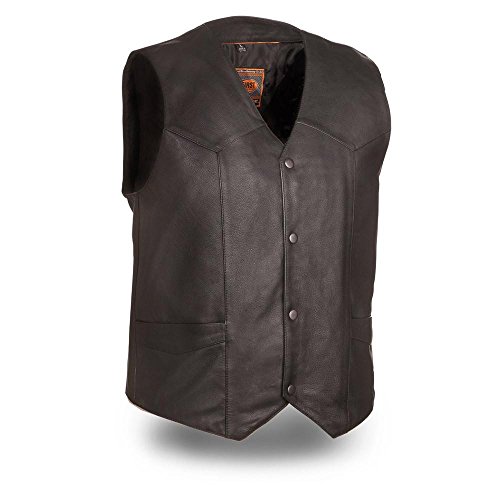 First Manufacturing mens Texan Leather Vest(Black,Small),1 Pack