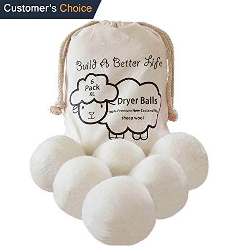 Updated Versionmade Of The Latest Shearing Wool Dryer Balls Pack Of 6 Xl100 Premium Reusable New Zealand Natural Fabric Softenersaves Drying - 