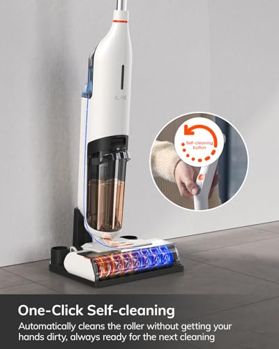ILIFE W90 Cordless Wet Dry Vacuum Cleaner, All in One Vacuum Mop Hardwood Floor Cleaner, Lightweight One-Step Cleaning for Hard Floors and Multi-Surface