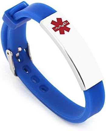 BBX JEWELRY Silicone Medical Alert ID Bracelets Sport Waterproof for Men Womens Adjustable with Wrists 6" - 7.5"
