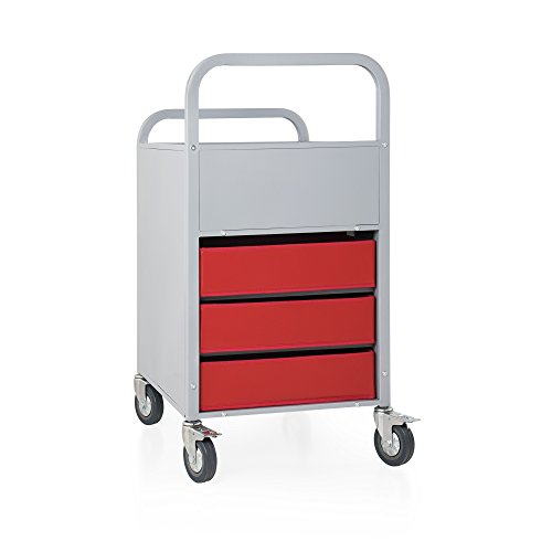 image for Guidecraft Rolling Display and Storage Utillity Cart, Metal Media Truc