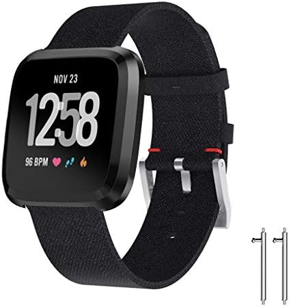 For Fitbit Versa Lite,Diadia Bracelet Luxury Woven Fabric Replacement Watch band Wrist Straps For Fitbit Versa Lite (Black)