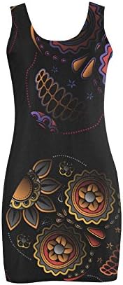 Women's Sugar Skull Dia De Los Muertos Polyester Casual Vest Dress XL