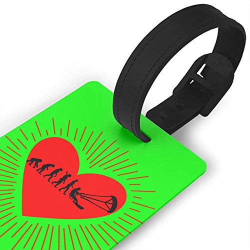Luggage Tags Holders for Travel Luggage, Luggage Tags for Suitcases, Heart Evolution Kite Surfing Silhouette Plastic Luggage Tags PVC Travel Suitcase Labels ID Tag - Thumbnail 2