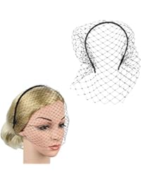 Lurrose Headband with Black Veil Hair Hoop Headband Simple Elegant Mesh Headdress for Woman Girl (Black)