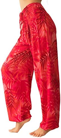 Pi Yoga Pants - Women's Boutique Lounge and Bohemian Yoga Pants, Scrunched Bottom (Stretches from US size 0-12) - Strawberry Daiquiri