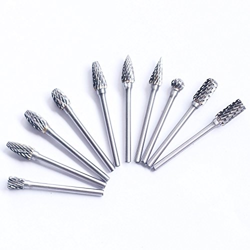 10pcs 2.35mm Shank Tungsten Steel Solid Carbide Rotary Files Diamond Burrs Set Fits Dremel Rotary Tool for Temporary Crown or Woodworking Drilling Carving Engraving by Dr. House - Thumbnail 5