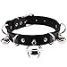 FM FM42 Black PU Simulated Leather Silver-tone 4cm Large Bell Rivets Neckband Choker Necklace PN1871