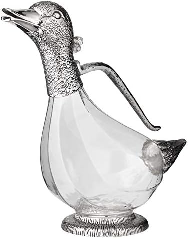 Edzard Decatized decanter carafe in duck shape Daisy, height 10,2 in, capacity 0.9 litre, silver plated noble elements