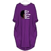 WbJetr Women's Long Sleeve Pocket Dress Black Woman Afro Brave Blessed Tunic Tops