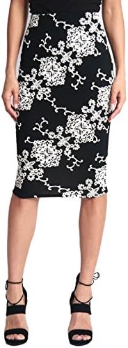 Dustin Clothes Women'S Occasion Mono Floral Print Knee Length Midi Pencil Skirt S~3XL